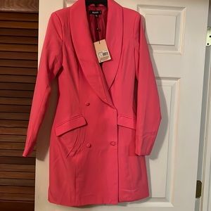 Neon Pink Double Breasted Blazer Dress!